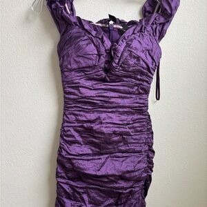 BCBGMaxAzria Purple Ruched Mini Dress